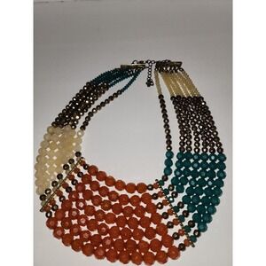 Vintage plastic faceted beaded‎ necklace 7 strands